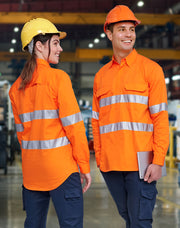 Hi Vis Cool-Breeze Closed Front L/S Shirt (Perforated Tape)