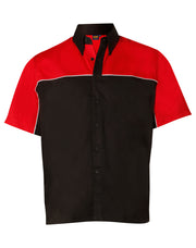 Men's tri-color poly/cotton twill shirt white piping