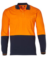 Hi-Vis Cotton Two Tone L/S Safety Polo