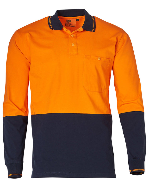 Hi-Vis Cotton Two Tone L/S Safety Polo