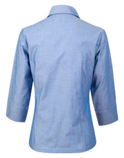 Ladies' wrinkle free chambray shirt 3/4 sleeve