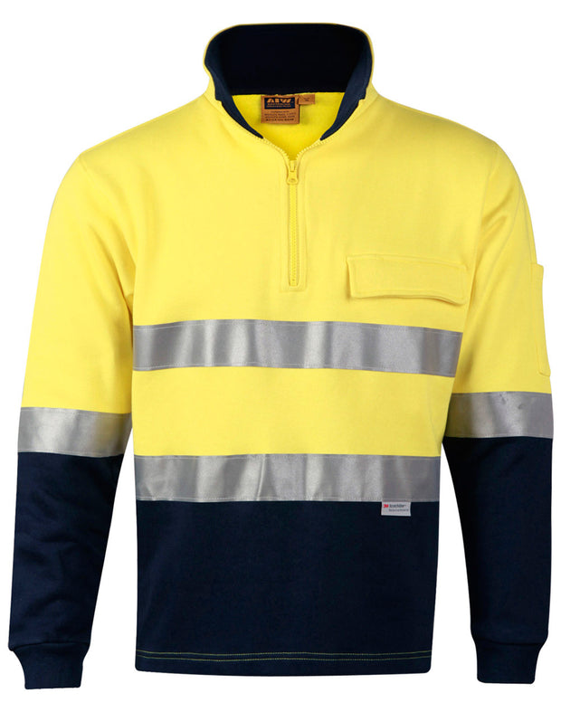 Hi-Vis Two Tone Cotton Fleecy Sweat With 3M tapes