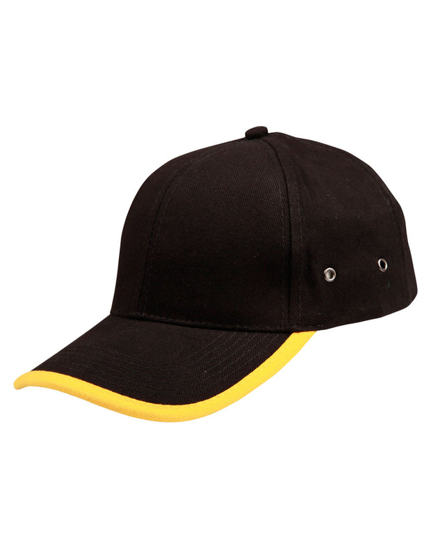 Heavy brushed cotton peak & back trimp cap