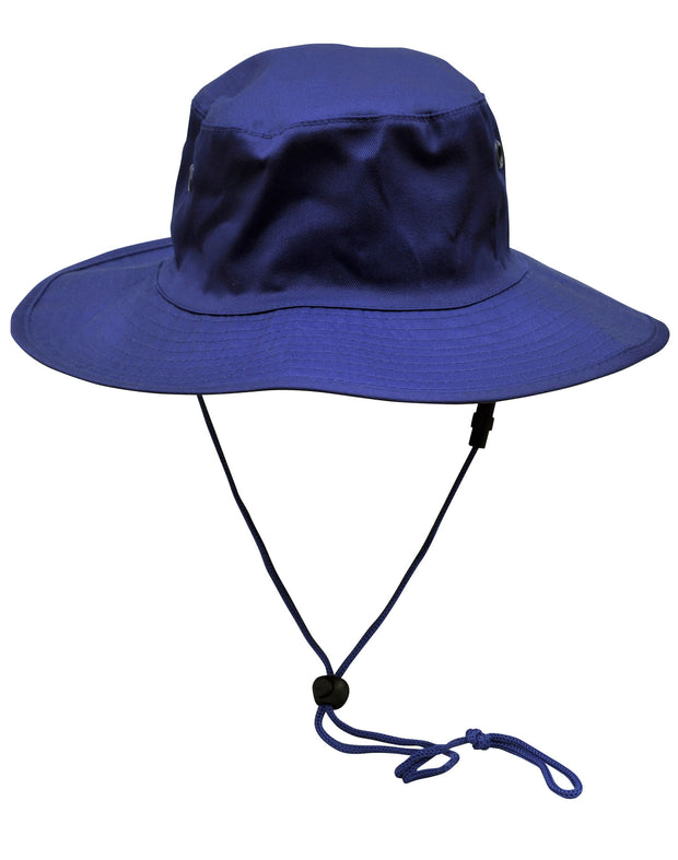Surf hat with clip on chin strap