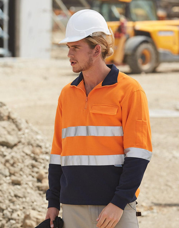 Hi-Vis Two Tone Cotton Fleecy Sweat With 3M tapes