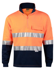 Hi-Vis Two Tone Cotton Fleecy Sweat With 3M tapes