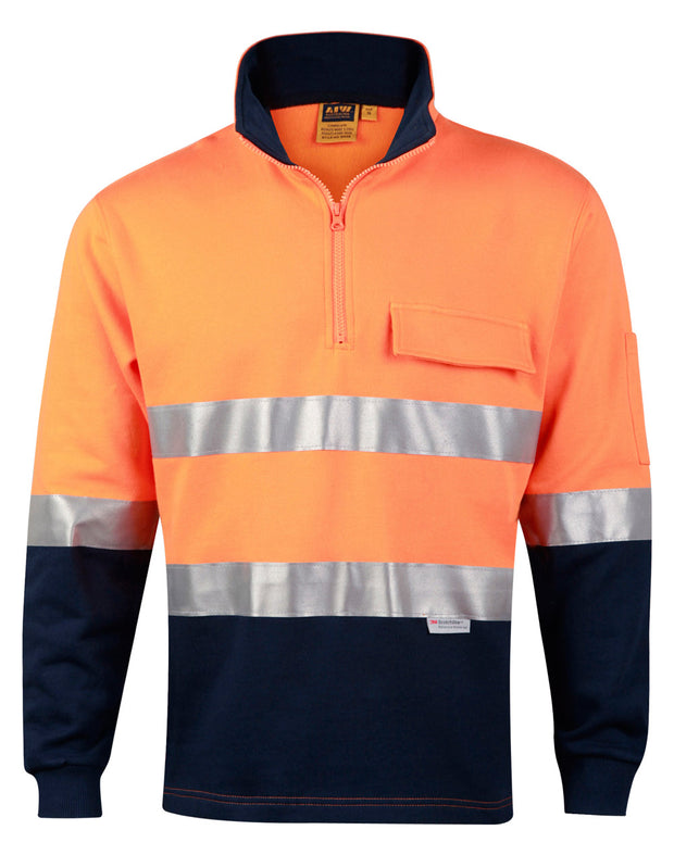 Hi-Vis Two Tone Cotton Fleecy Sweat With 3M tapes