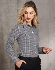 Women's Gingham Check Roll-up L/S Shirt