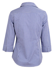 Ladies' Two Tone Check 3/4 Sleeve Shirt