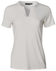 Ladies' V-neck with Tab S/S Knit Top