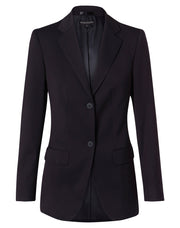 Women's Two Buttons Mid Length Jacket in Poly/Viscose Stretch