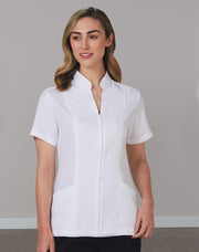 Women's Full Zip Front Short Sleeve Tunic