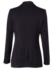 Women's Two Buttons Mid Length Jacket in Poly/Viscose Stretch