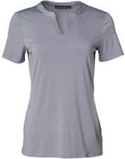 Ladies' V-neck with Tab S/S Knit Top