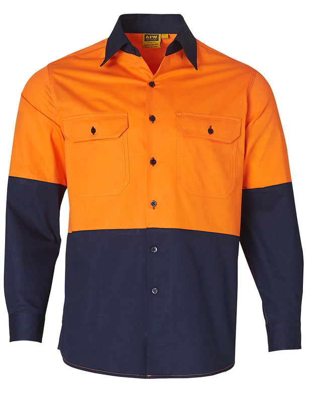Hi-Vis two tone Cool-Breeze L/S cotton work shirt