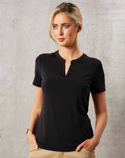 Ladies' V-neck with Tab S/S Knit Top