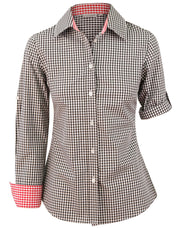 Women's Gingham Check Roll-up L/S Shirt