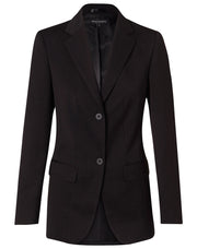 Women's Two Buttons Mid Length Jacket in Poly/Viscose Stretch