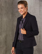Women's One Button Cropped Jacket in Poly/Viscose Stretch