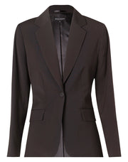 Women's One Button Cropped Jacket in Poly/Viscose Stretch Stripe