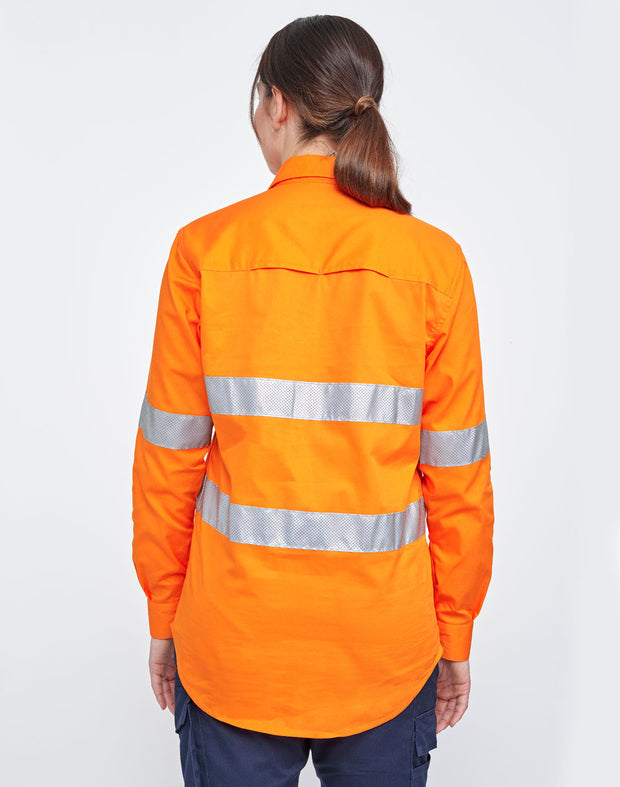 Hi Vis Cool-Breeze Closed Front L/S Shirt (Perforated Tape)