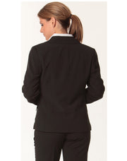 Women's One Button Cropped Jacket in Poly/Viscose Stretch Stripe