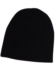 Acrylic knit beanie with cable row feature
