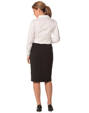 Women's Mid Length Lined Pencil Skirt in Poly/Viscose Stretch Stripe