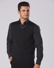 Men's 100% Merino Wool V Neck Vest