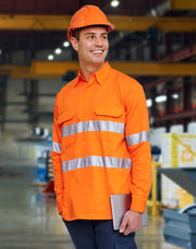 Hi Vis Cool-Breeze Closed Front L/S Shirt (Perforated Tape)