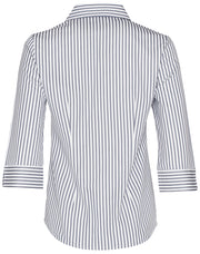 Women's Sateen Stripe 3/4 Sleeve Shirt